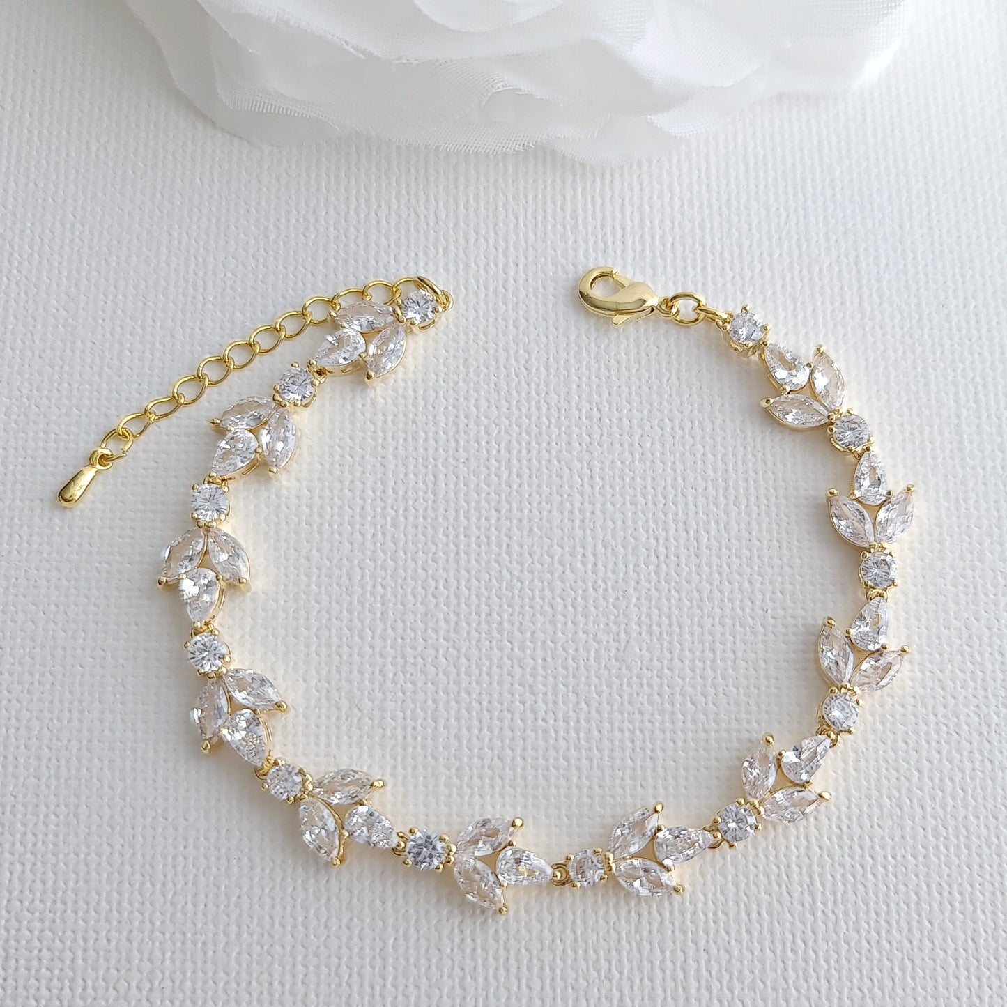 Yellow Gold Earrings Necklace Bracelet Set for Brides-Anne