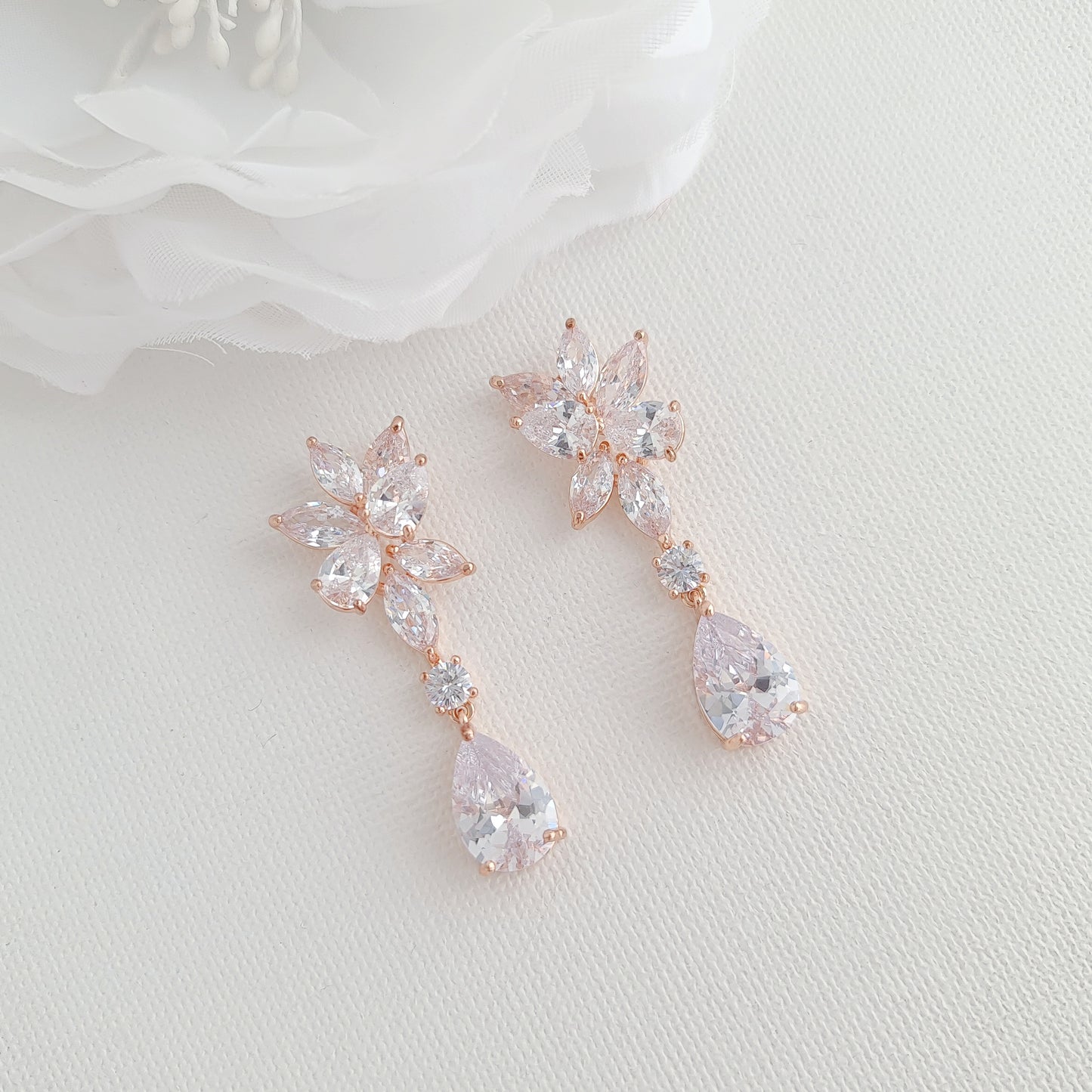 Cubic Zirconia Necklace Earrings Bracelet Set for Wedding-Ivy