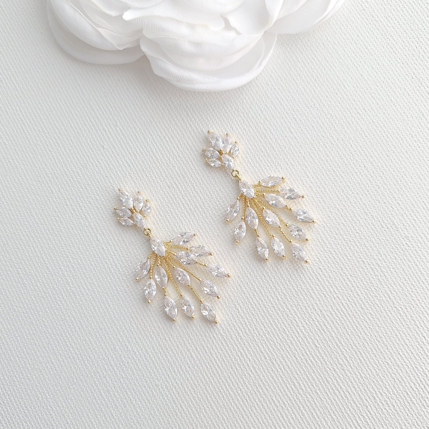 CZ Leaf Gold Jewellery Set for Weddings-Belle