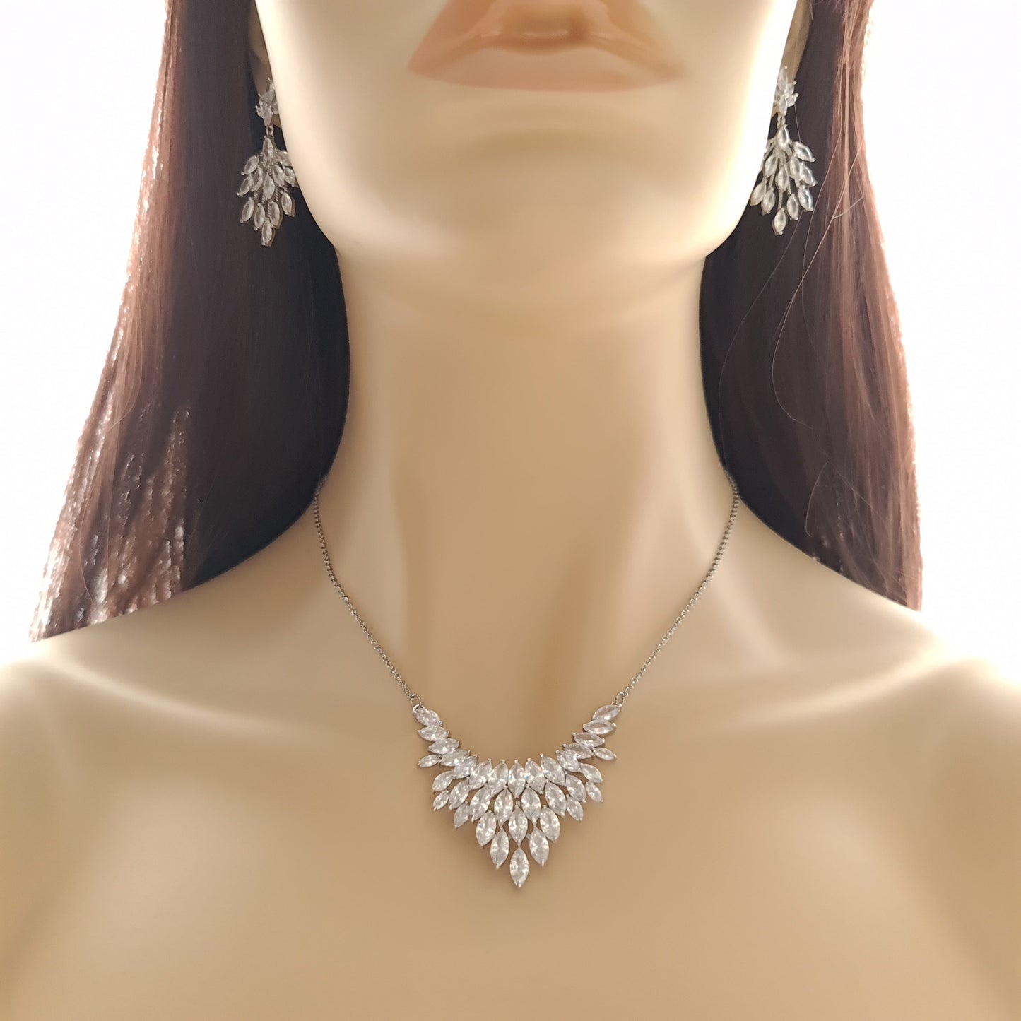 CZ Leaf Gold Jewellery Set for Weddings-Belle