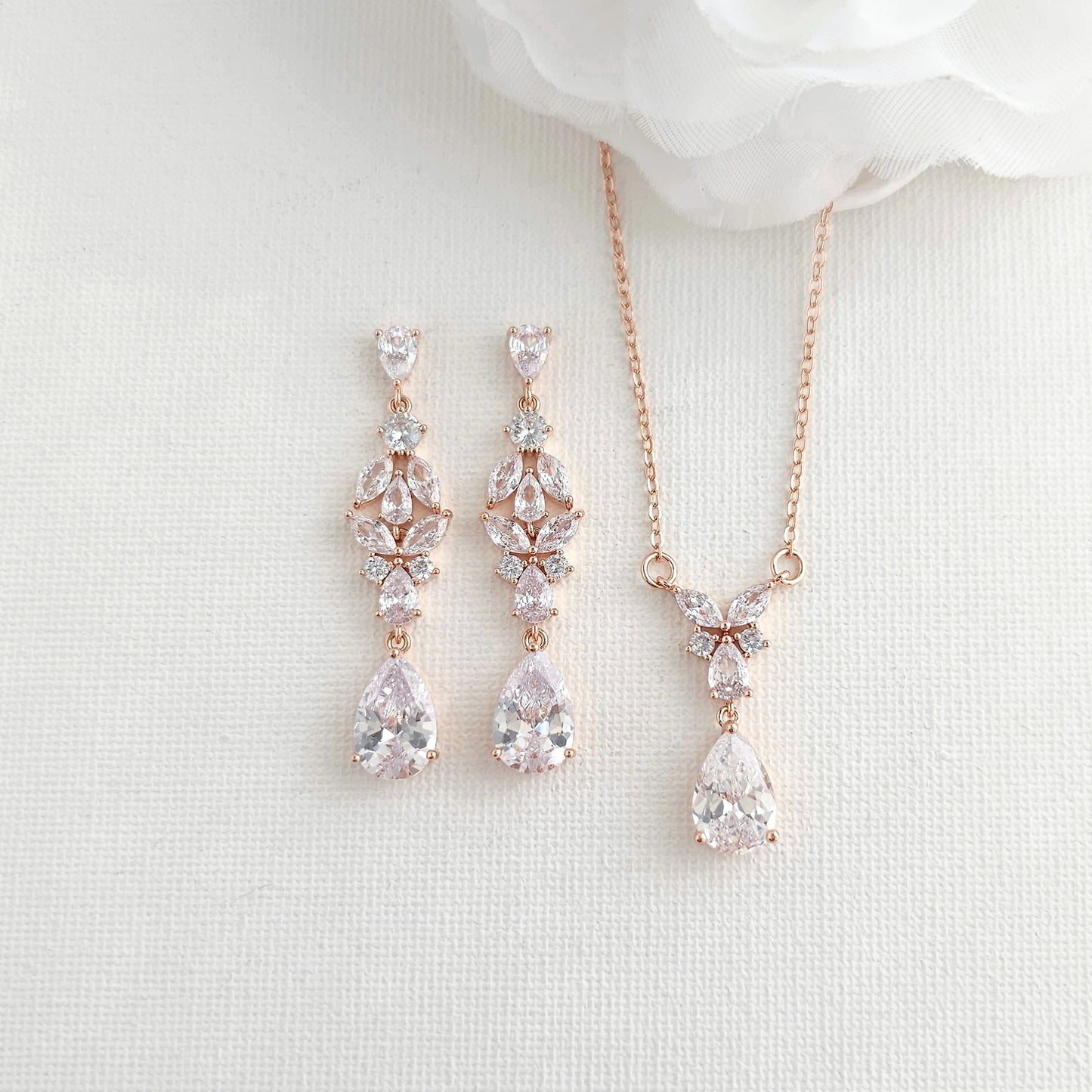 Wedding Jewellery Set in Rose Gold for Brides-Anne