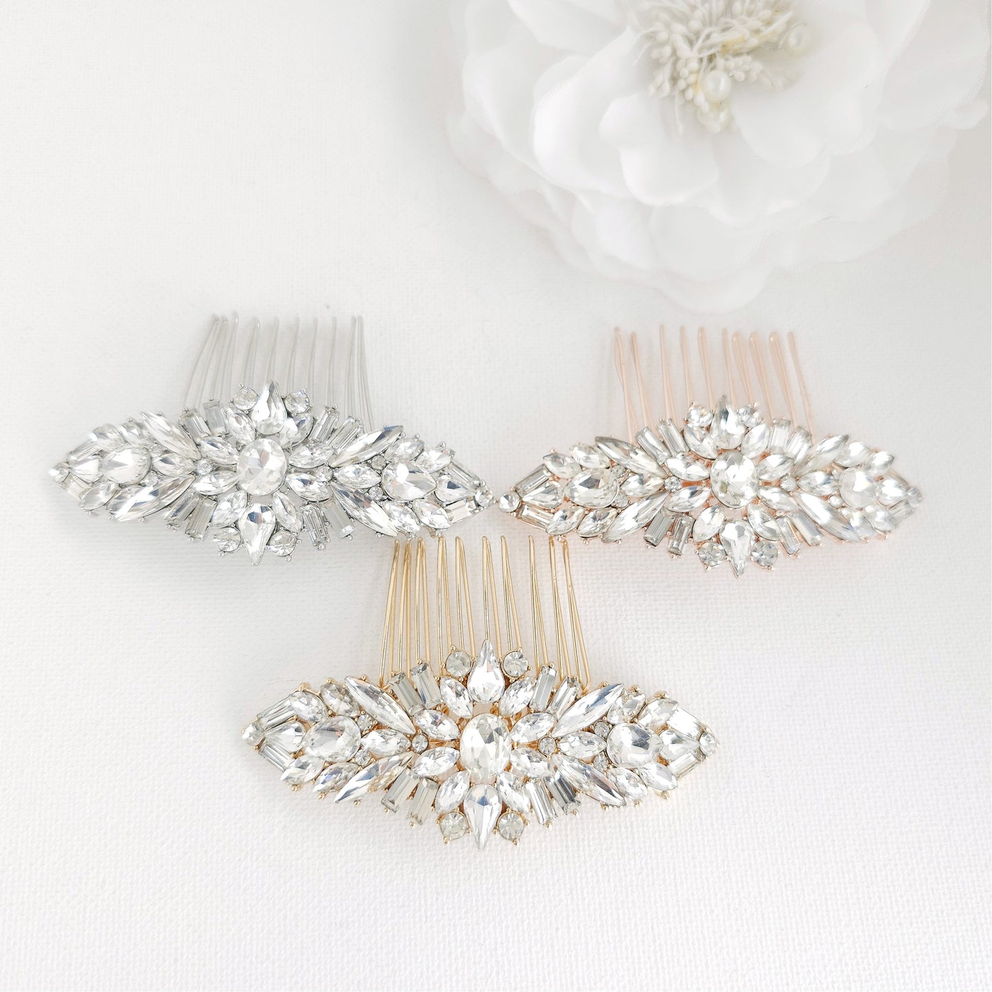 Silver Crystal Cluster Bridal Comb | Brilliant Headpiece for Modern & Classic Brides - Jolie