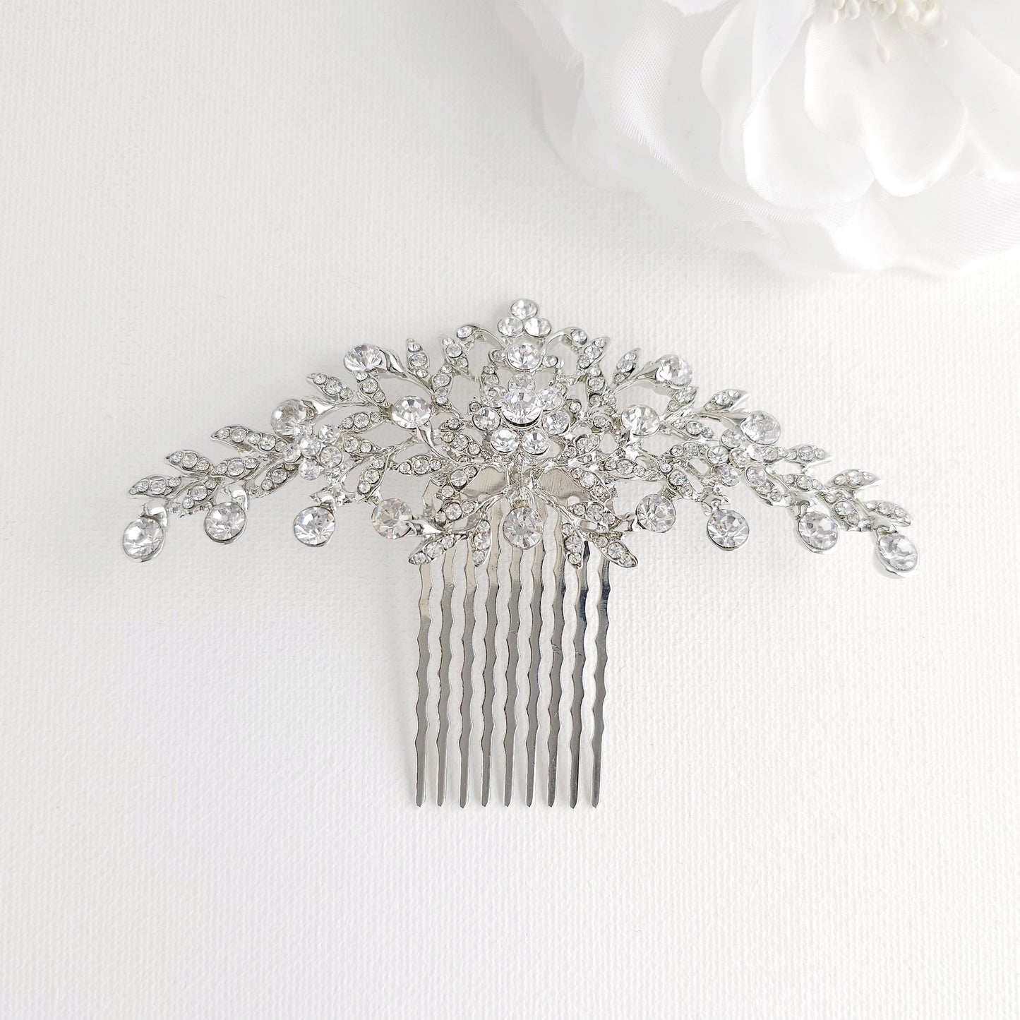 Sparkling Floral & Leaf Crystal Bridal Hair Comb | Gold, Rose Gold & Silver - Kelly