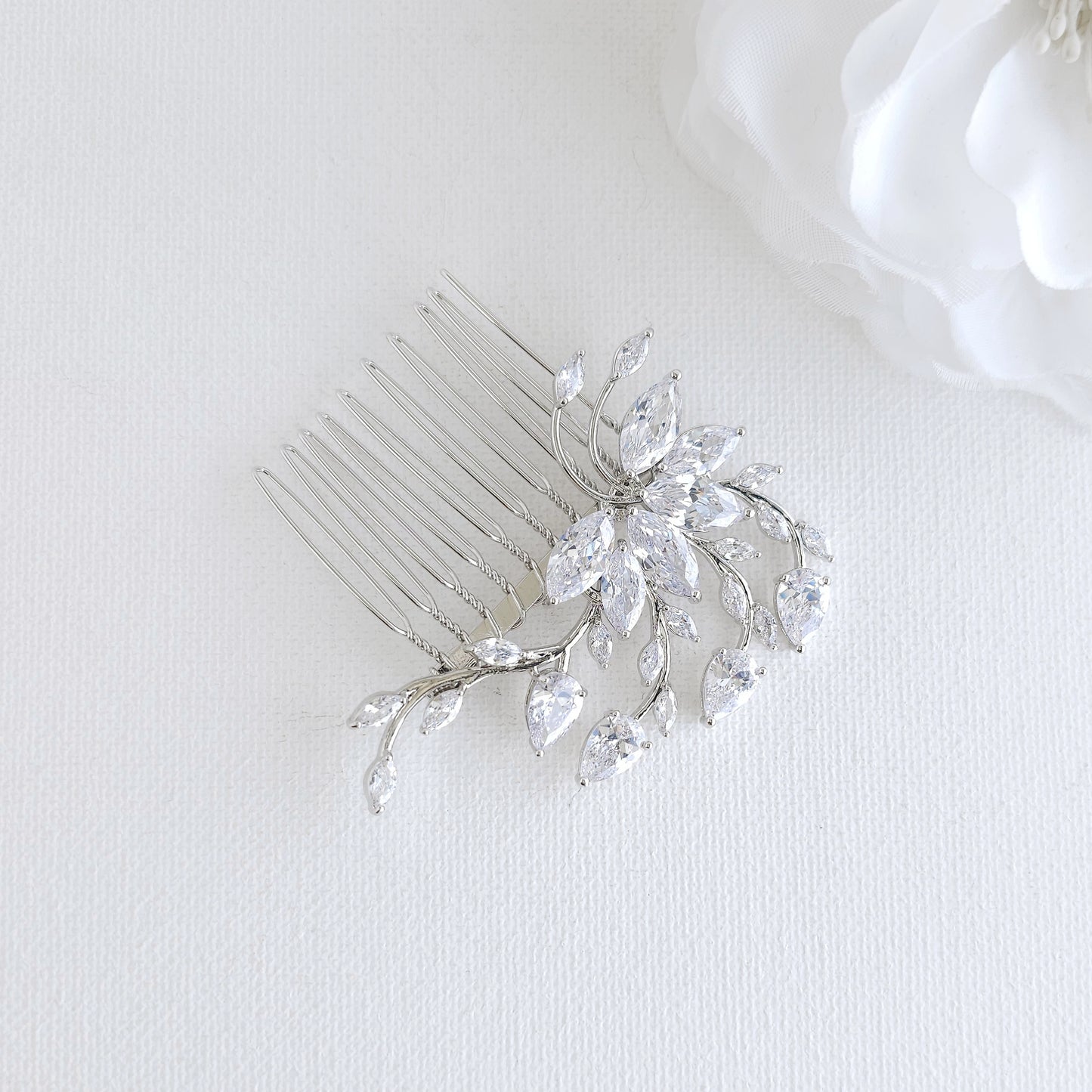 Small Flower Rose Gold Bridal Hair Comb -Kika