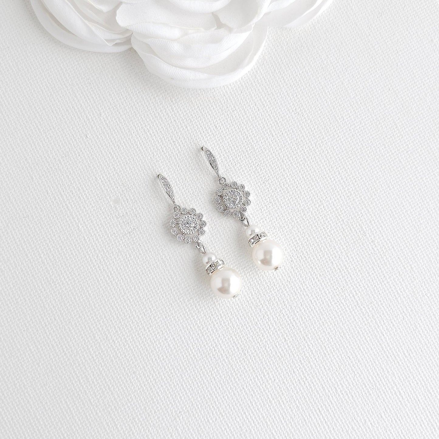 Delicate Pearl Bridal Jewelry Set: Lightweight Dangle Earrings & Necklace for Timeless Style- Hope