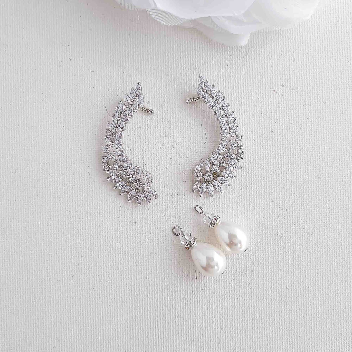 Detachable Pearl Ear Cuffs: A Modern Twist for Your Wedding Day-Adena