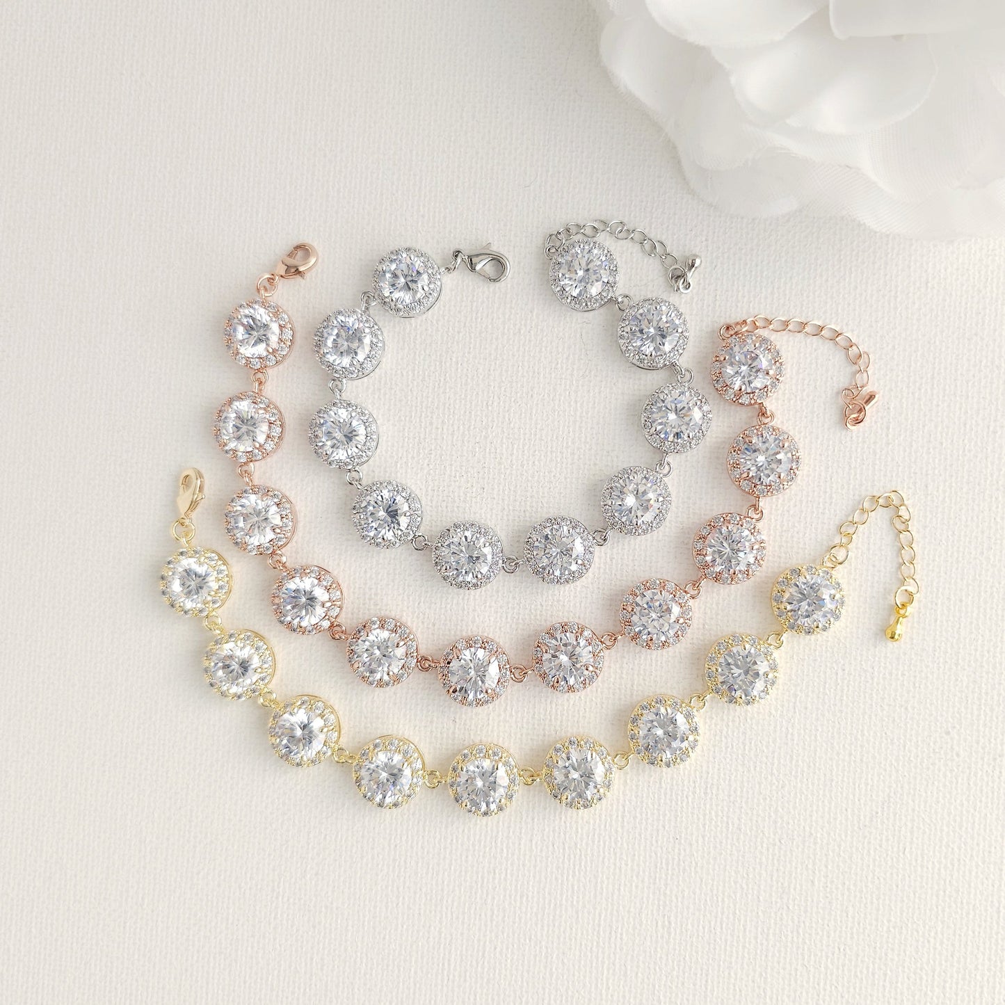 Silver Bridal Bracelet | Tailored Fit Wedding & Evening Jewellery - Grace