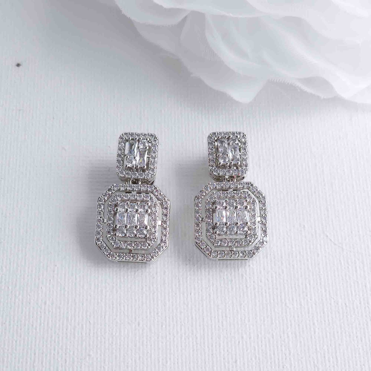 Art Deco Style Clip On Earrings for Weddings and Events-Sherri