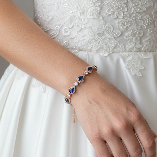 Gold Bracelet with Blue Stones-AOI