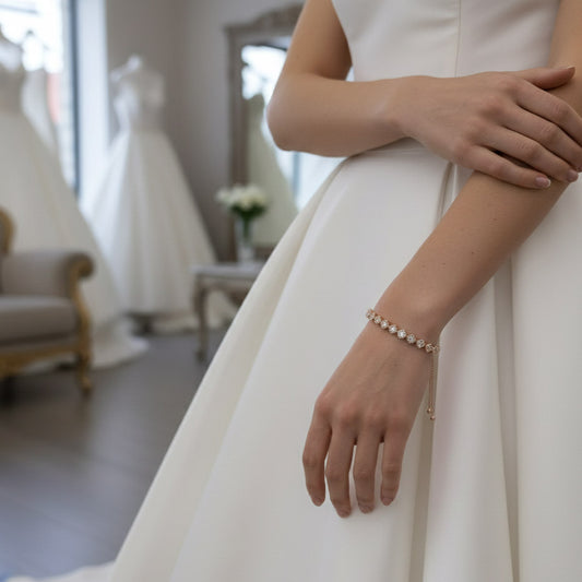 Delicate Gold Bracelet for Weddings-Celia