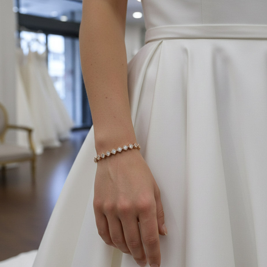 Delicate Gold Bracelet for Weddings-Celia