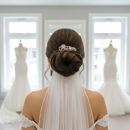 Small Bridal Comb for Veil | Cubic Zirconia Wedding Hair Piece-Casey