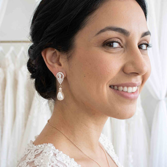 Classic Gold Pearl Drop Earrings for Bridal & Formal Wear – Cera