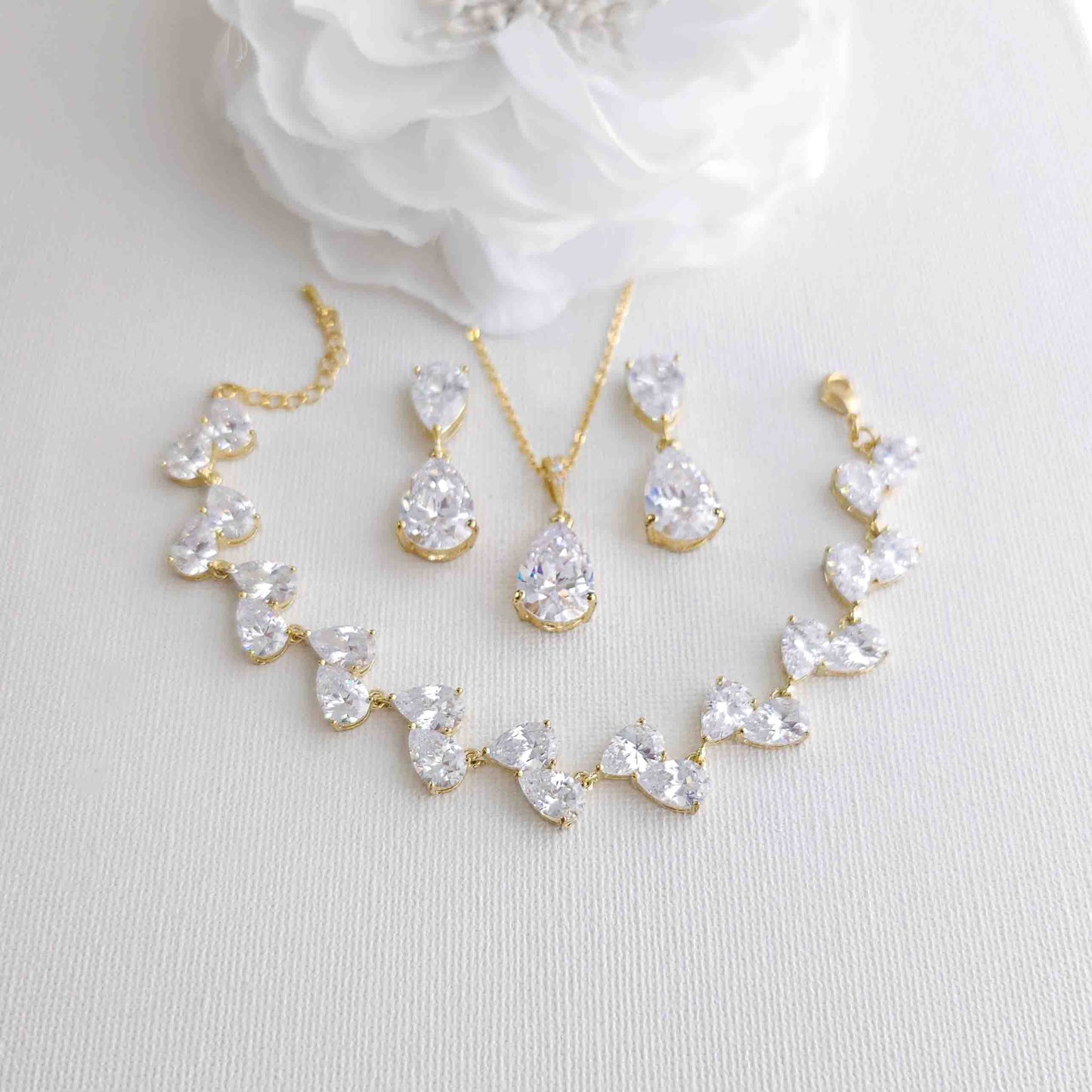 Cubic Zirconia Bridal Jewellery Set-Clara