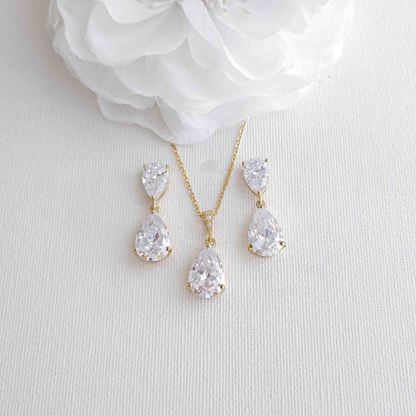 Cubic Zirconia Bridal Jewellery Set-Clara