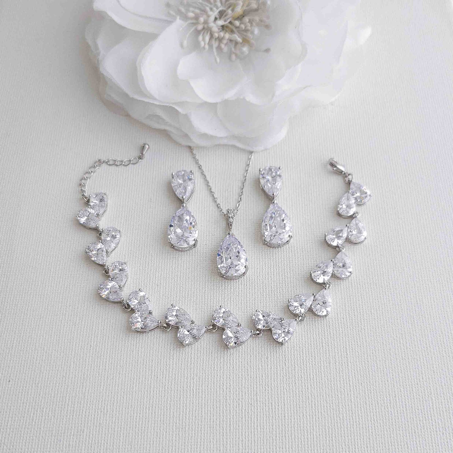 Cubic Zirconia Bridal Jewellery Set-Clara