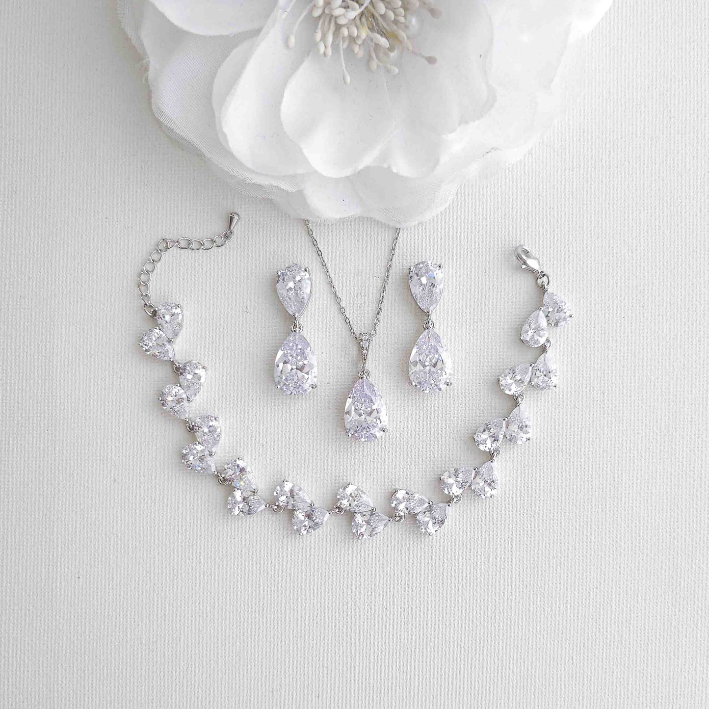 Cubic Zirconia Bridal Jewellery Set-Clara