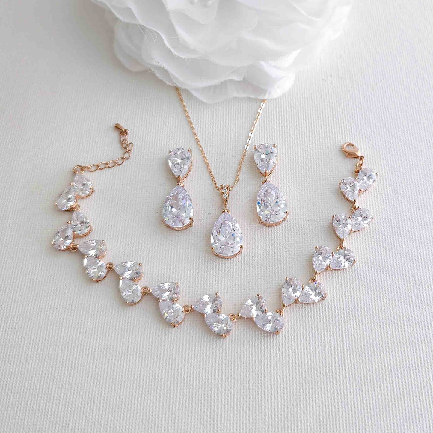 Cubic Zirconia Bridal Jewellery Set-Clara