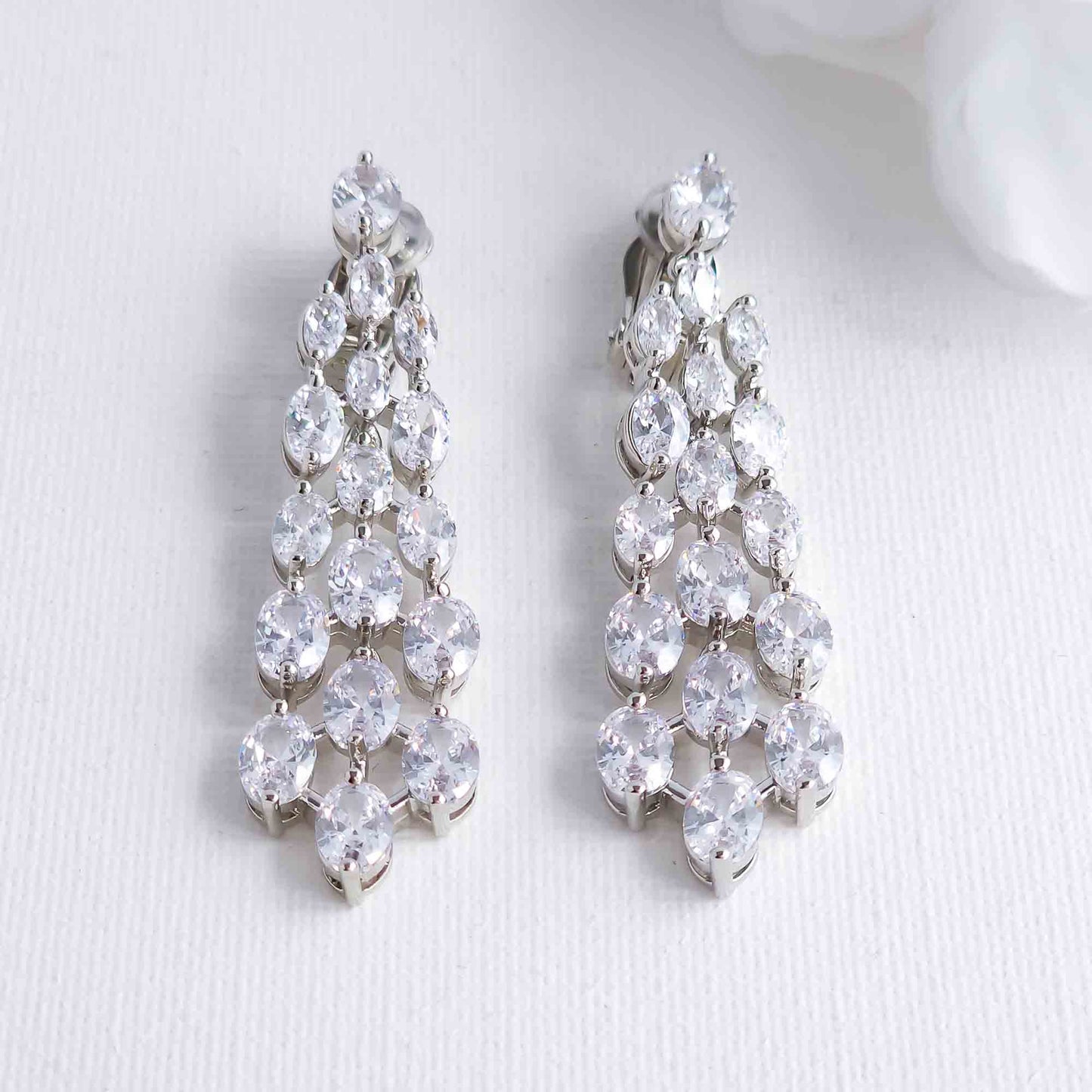 Clip On Chandelier Earrings for Weddings & Events-Myra