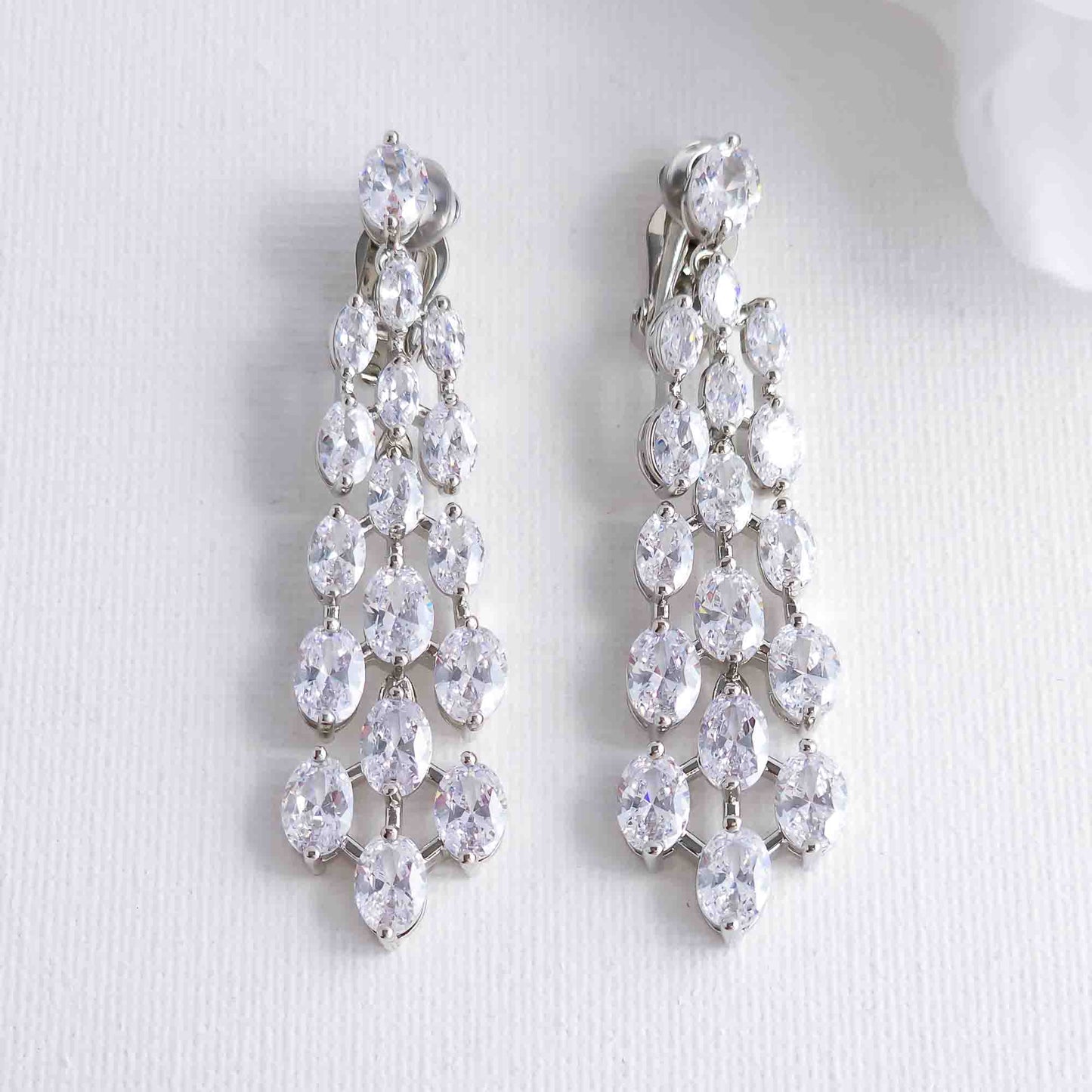 Clip On Chandelier Earrings for Weddings & Events-Myra
