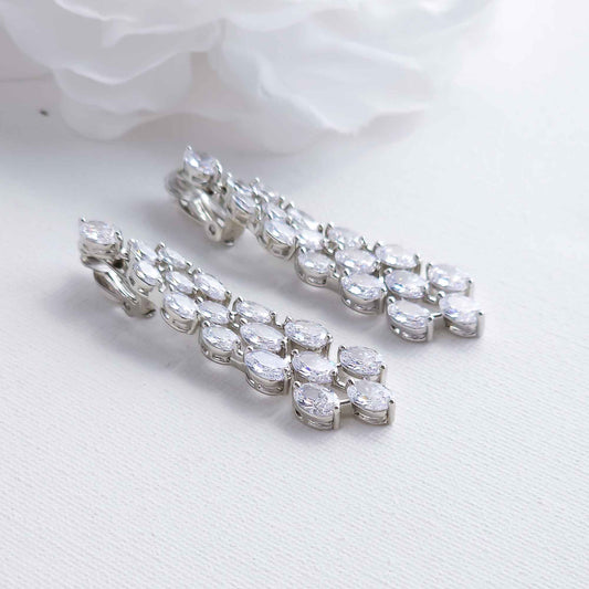 Clip On Chandelier Earrings for Weddings & Events-Myra