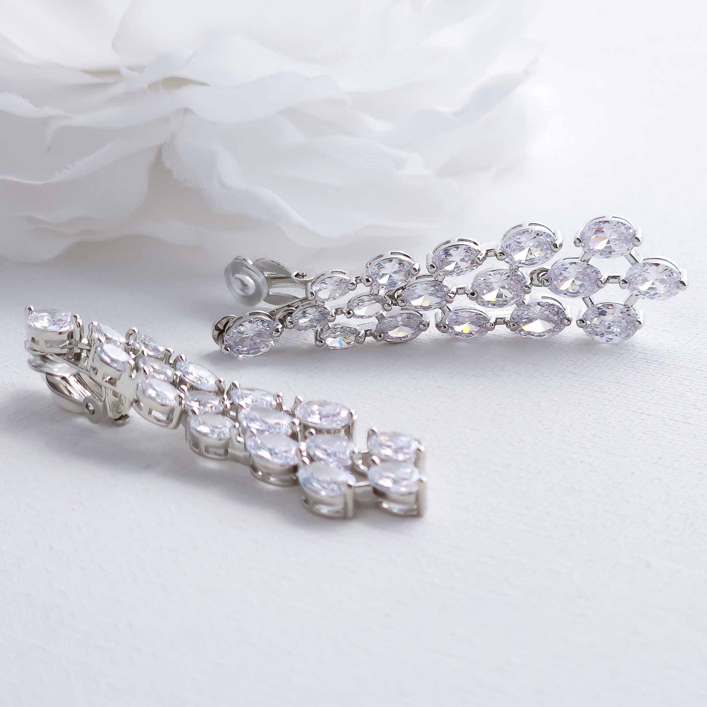 Clip On Chandelier Earrings for Weddings & Events-Myra
