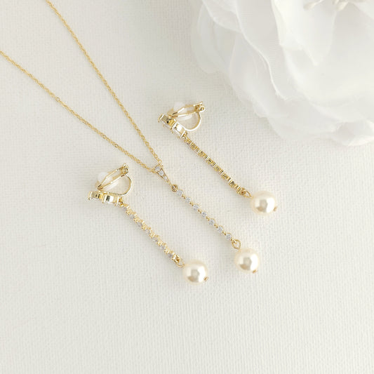 Gold Clip On Bridal Jewellery Set - Jodi