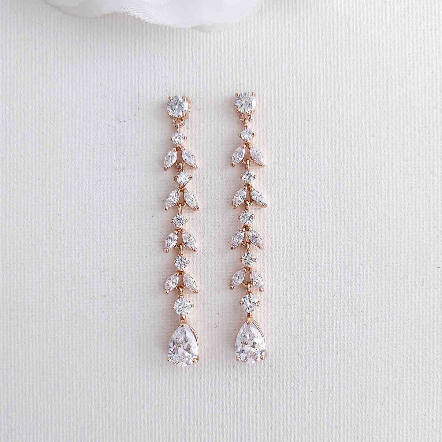 Delicate Earrings and Necklace Set for Wedding in Rose Gold-Miranda