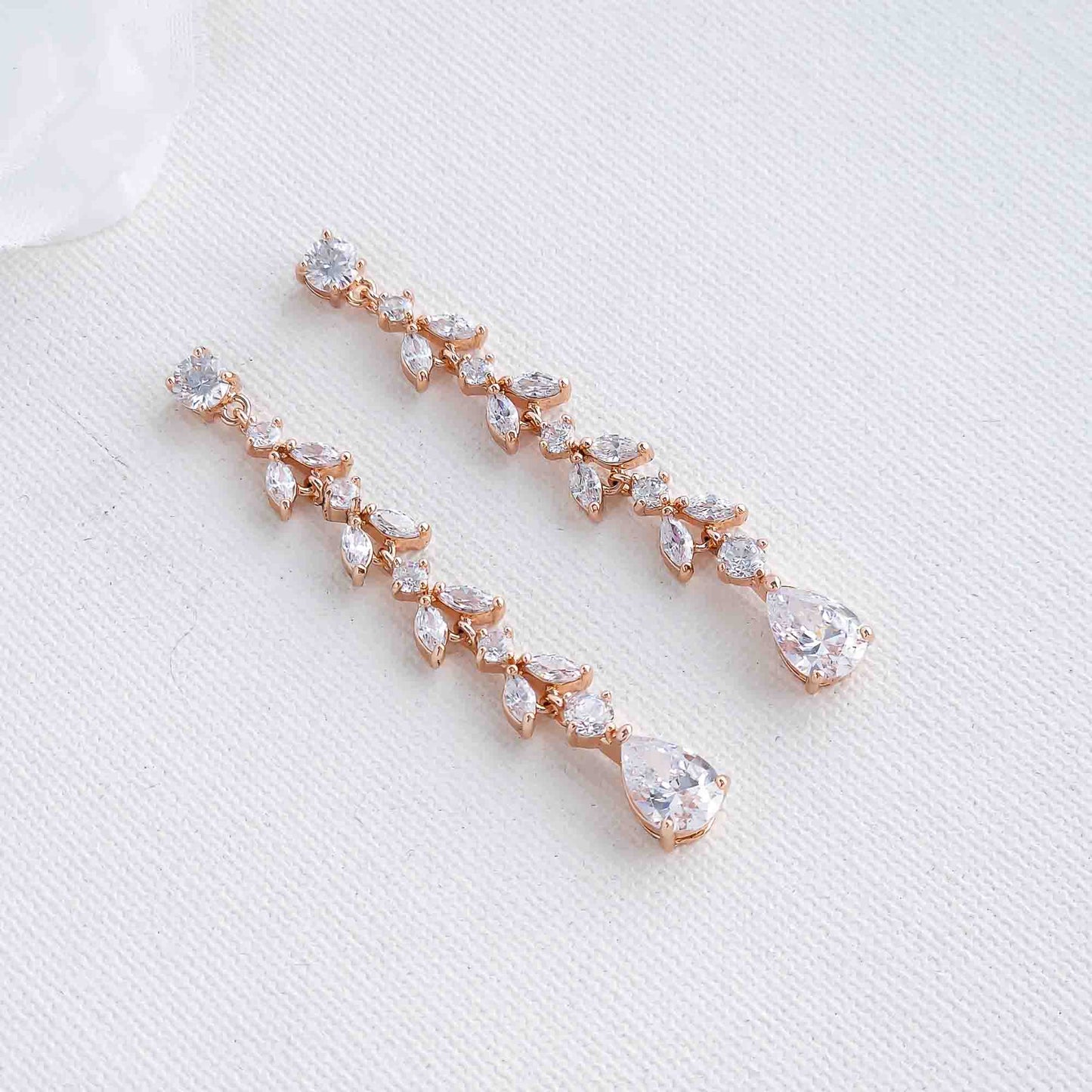 Delicate Gold Dangle Earrings for Wedding-Miranda