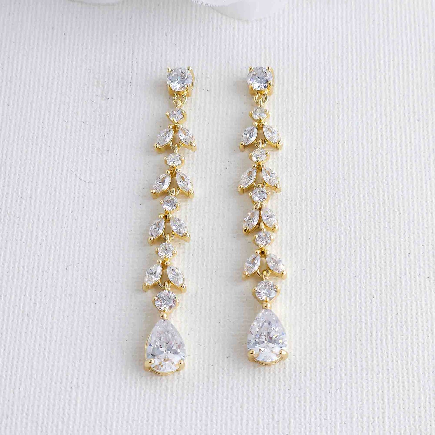 Delicate Gold Dangle Earrings for Wedding-Miranda