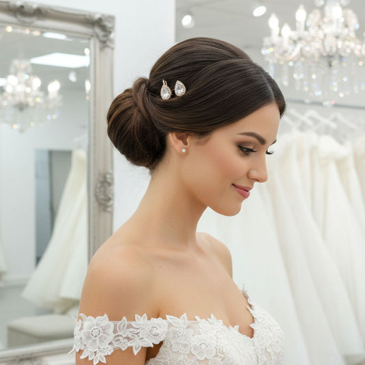 Gold Teardrop CZ Hair Pins | Versatile Bobby Pin Set for Wedding, Work & Everyday Styling- Evelyn