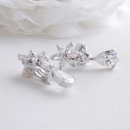 Flower Clip On Earrings-Bella