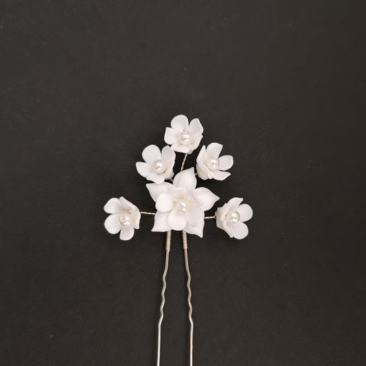 Rose Gold Hair Pin for Weddings with Flowers-Lana