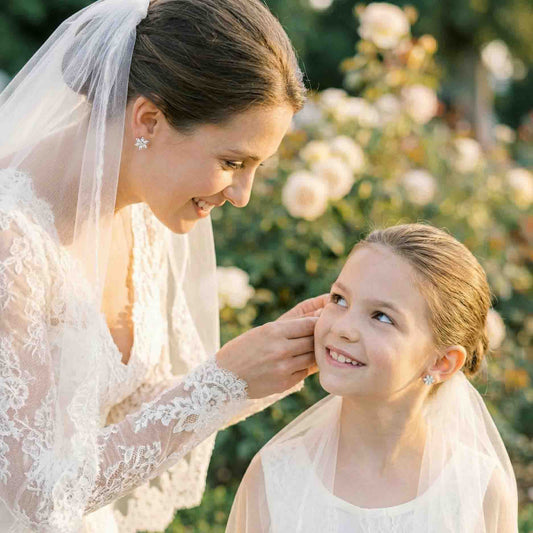 Small Rose Gold Flower Stud Earrings for Brides and Bridesmaids-Trisha