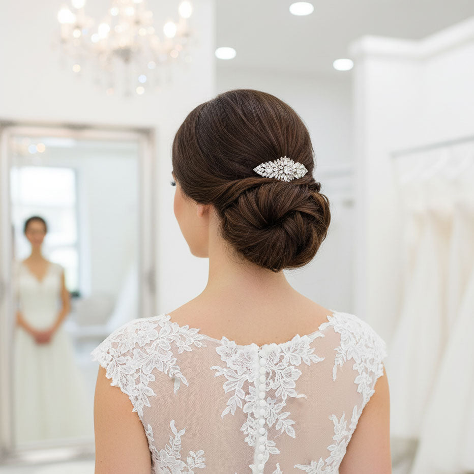 Rose Gold Crystal Cluster Bridal Comb for Modern & Classic Brides - Jolie