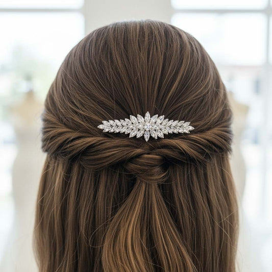 Rose Gold Marquise Wedding Comb | Sleek CZ Hair Slide for Coordinated Bridal Look - Giselle