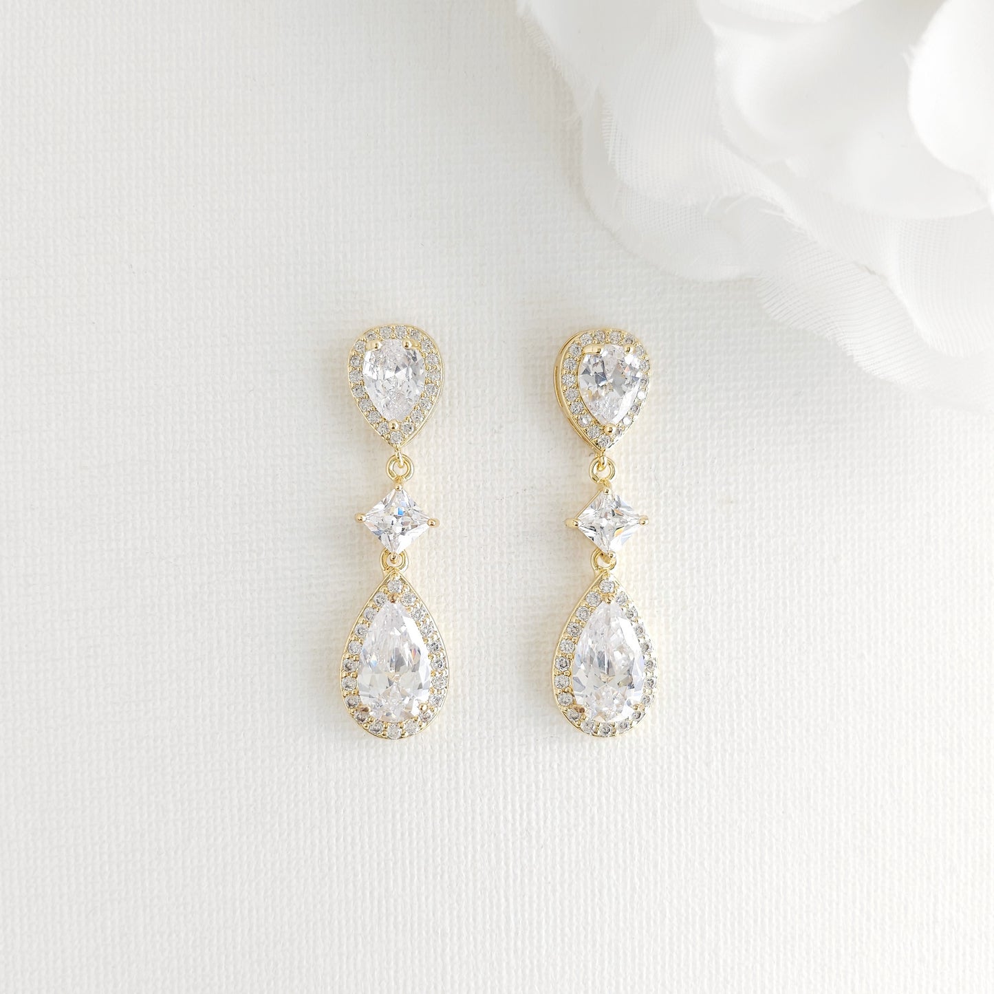 Necklace Set in Rose Gold of Weddings with Matching CZ Earrings - Lena