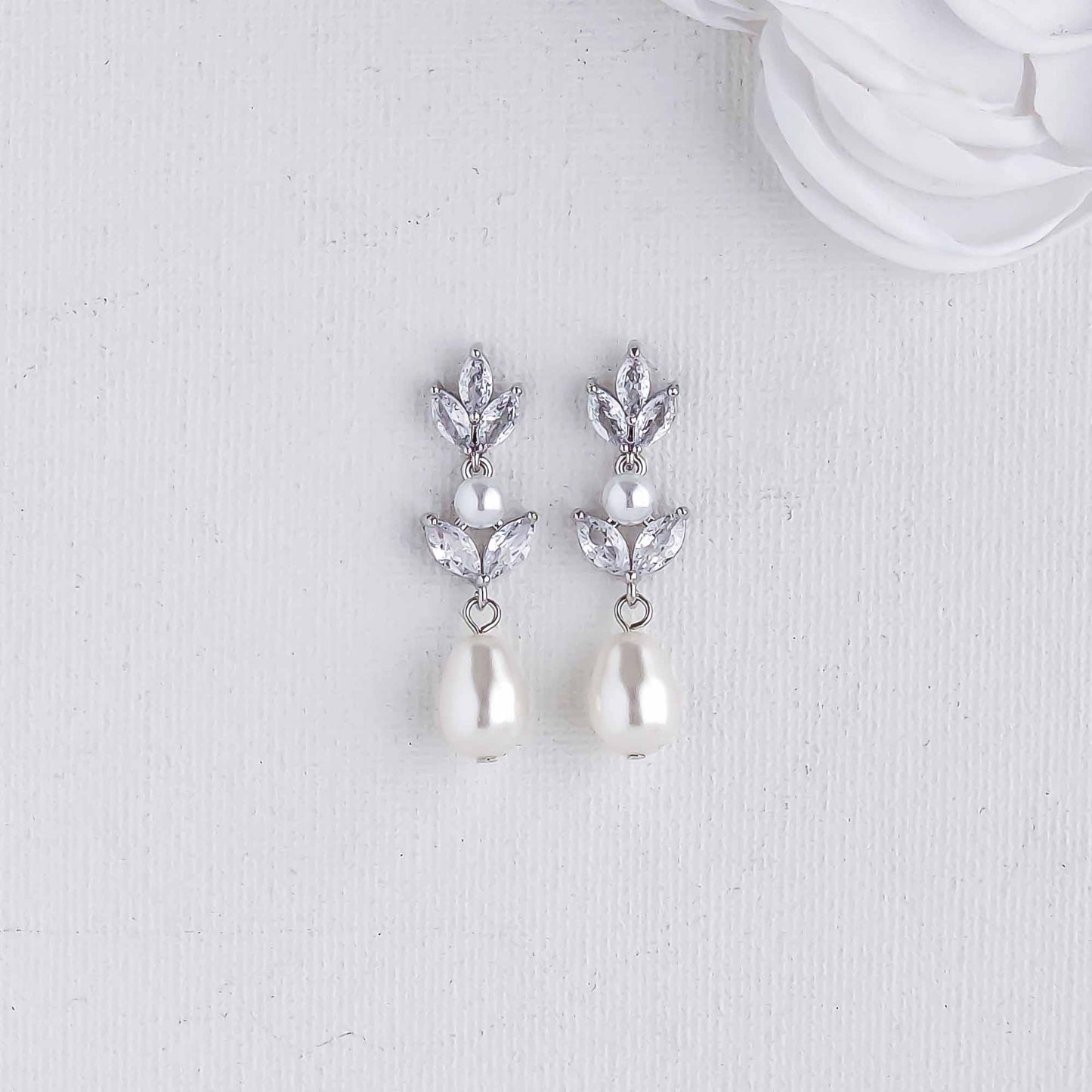 Wedding Pearl Earrings-Leila