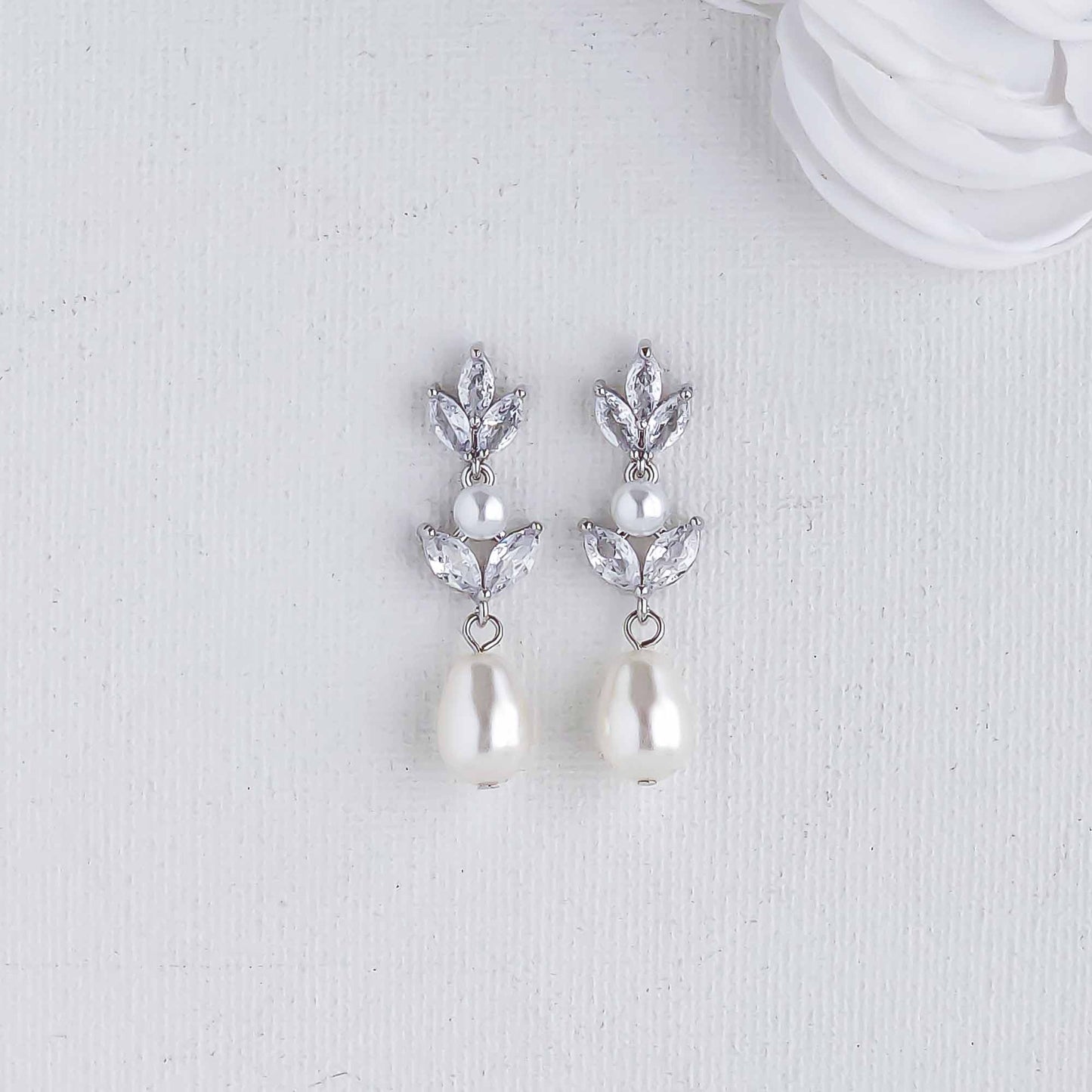 Wedding Pearl Earrings-Leila