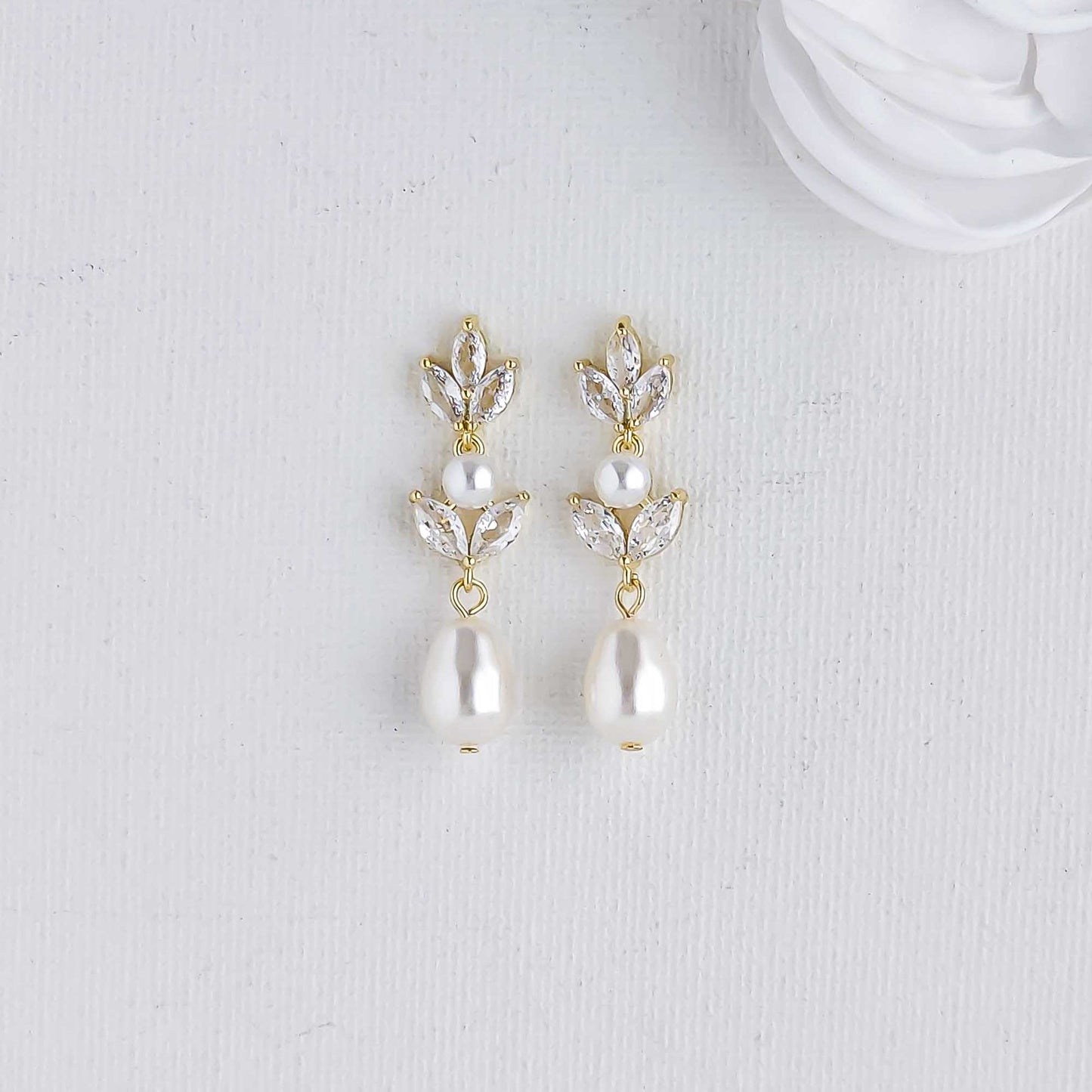 Wedding Pearl Earrings-Leila