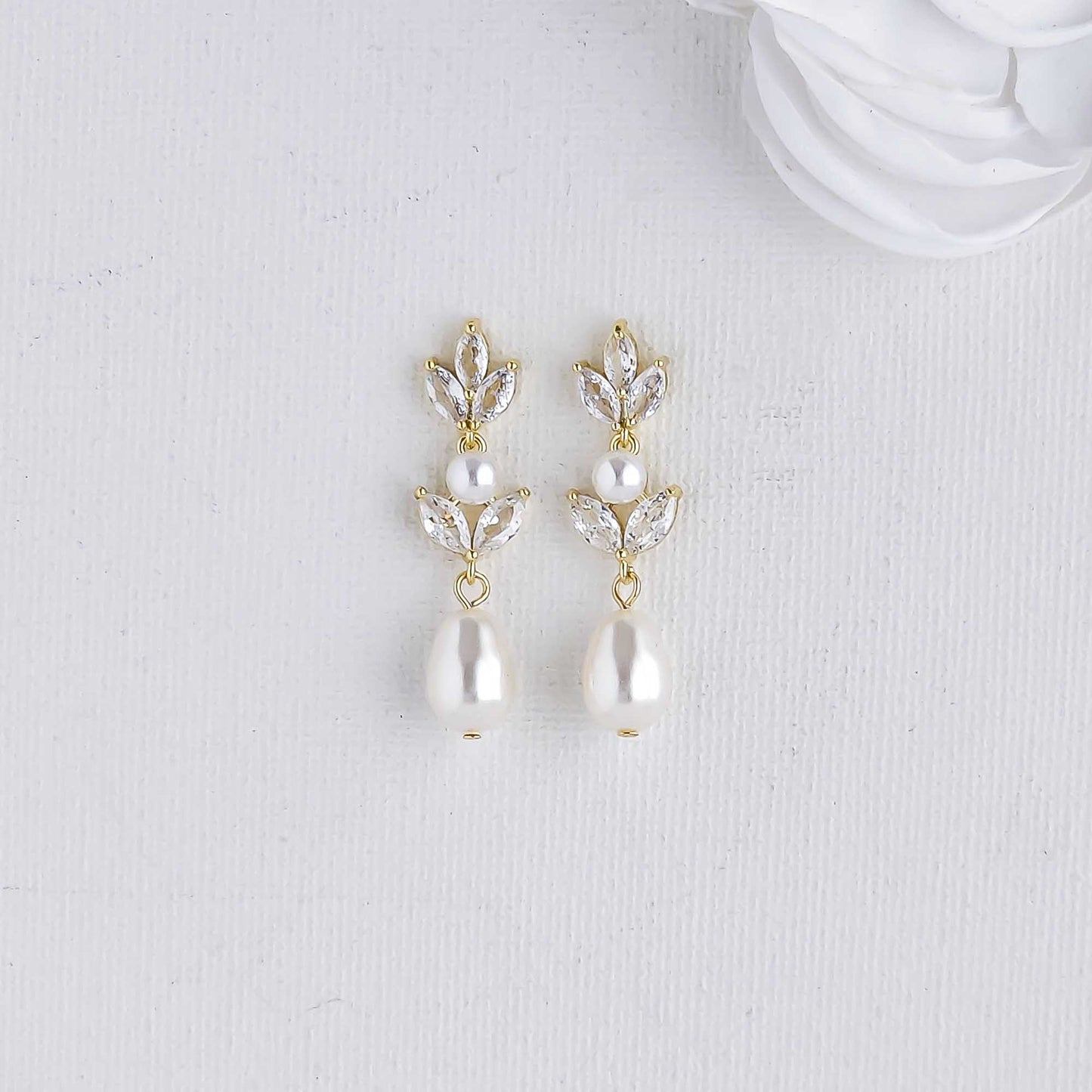 Wedding Pearl Earrings-Leila