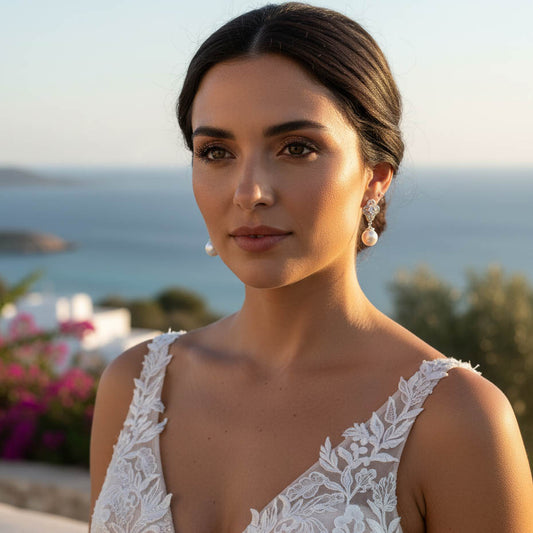 Elegant Crystal & Pearl Drop Earrings | Wedding & Special Occasion Jewellery - Linda