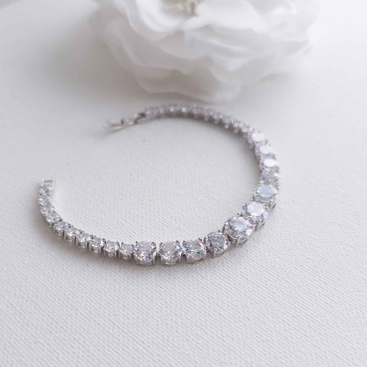 Silver Graduated Tennis Bracelet - Nora