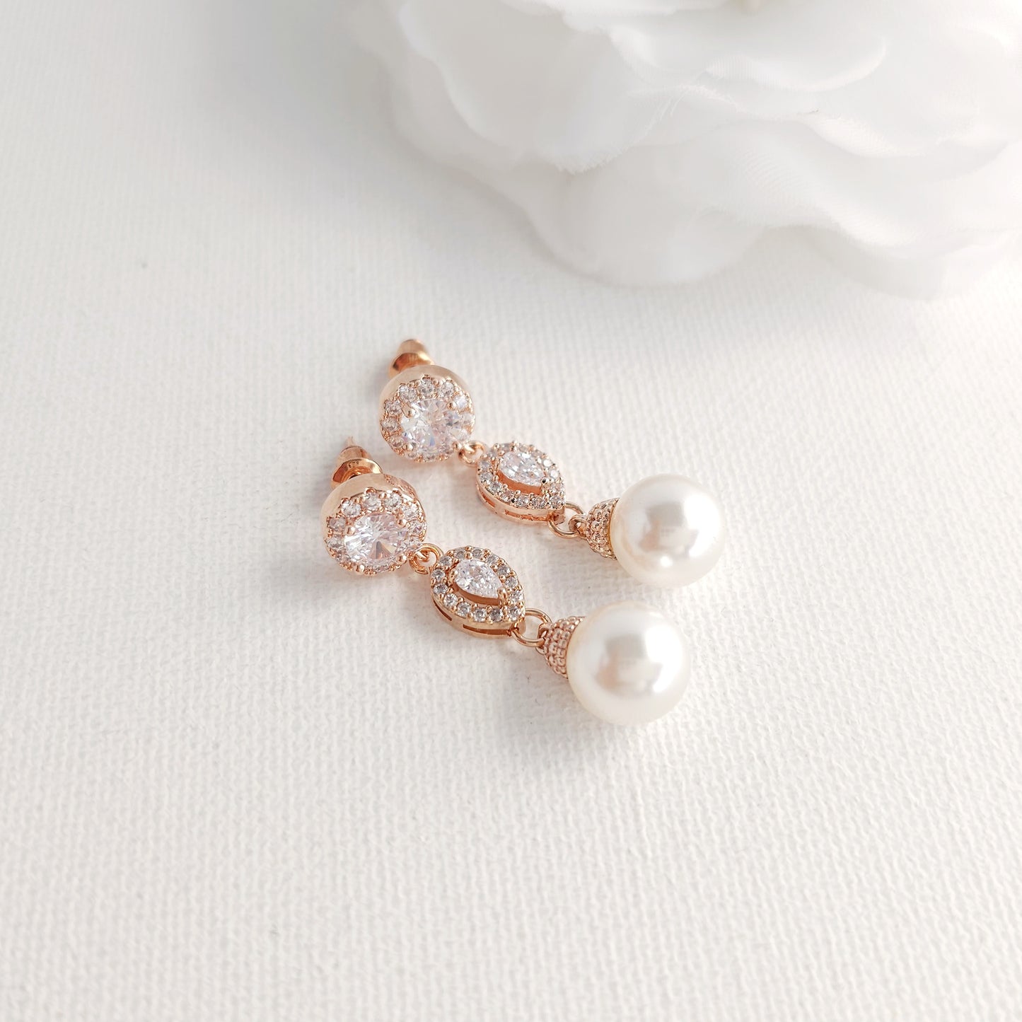 Silver CZ & Pearl Bridal Jewellery Set- Gwen