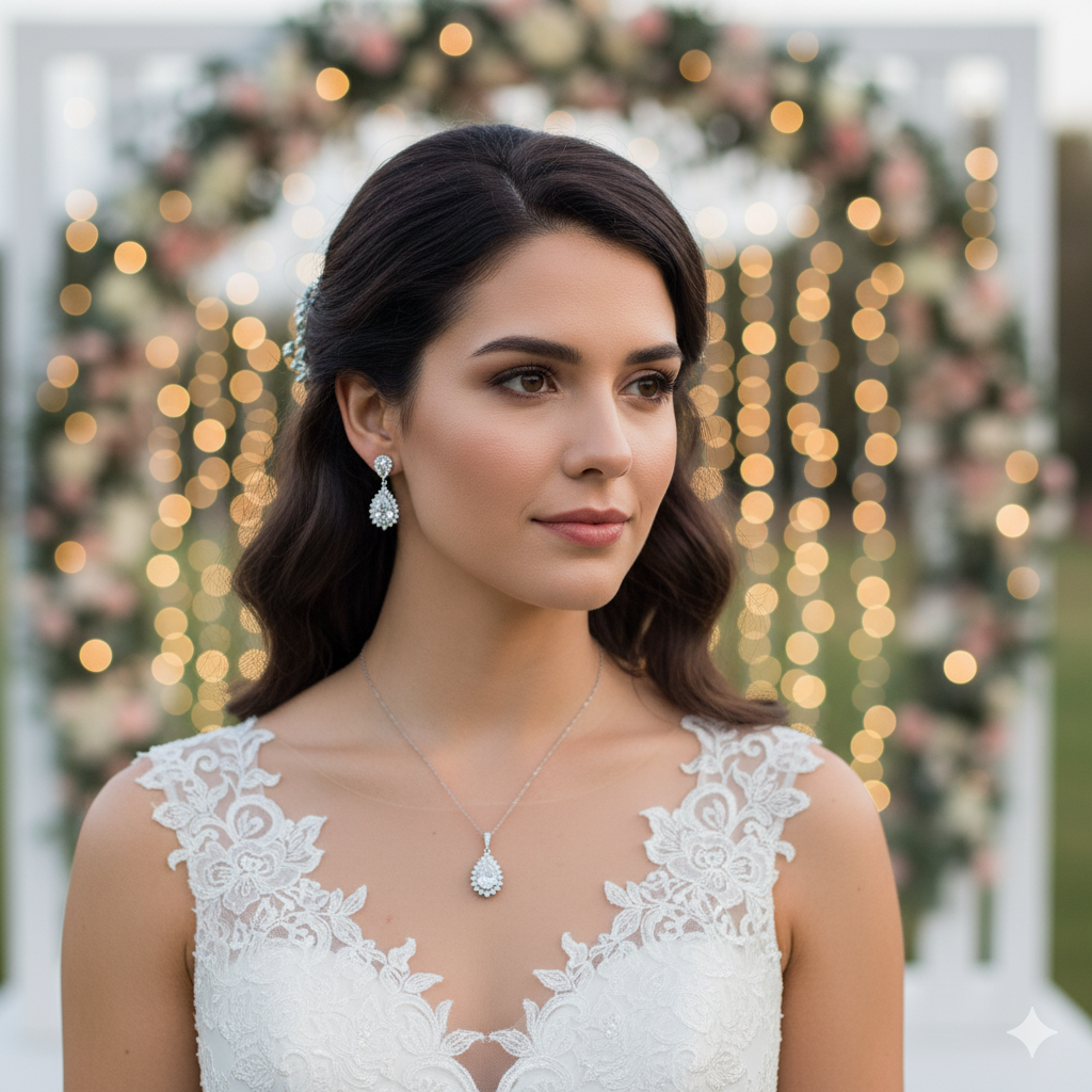 Gold Plated Teardrop Earrings for Brides & Women-Raya