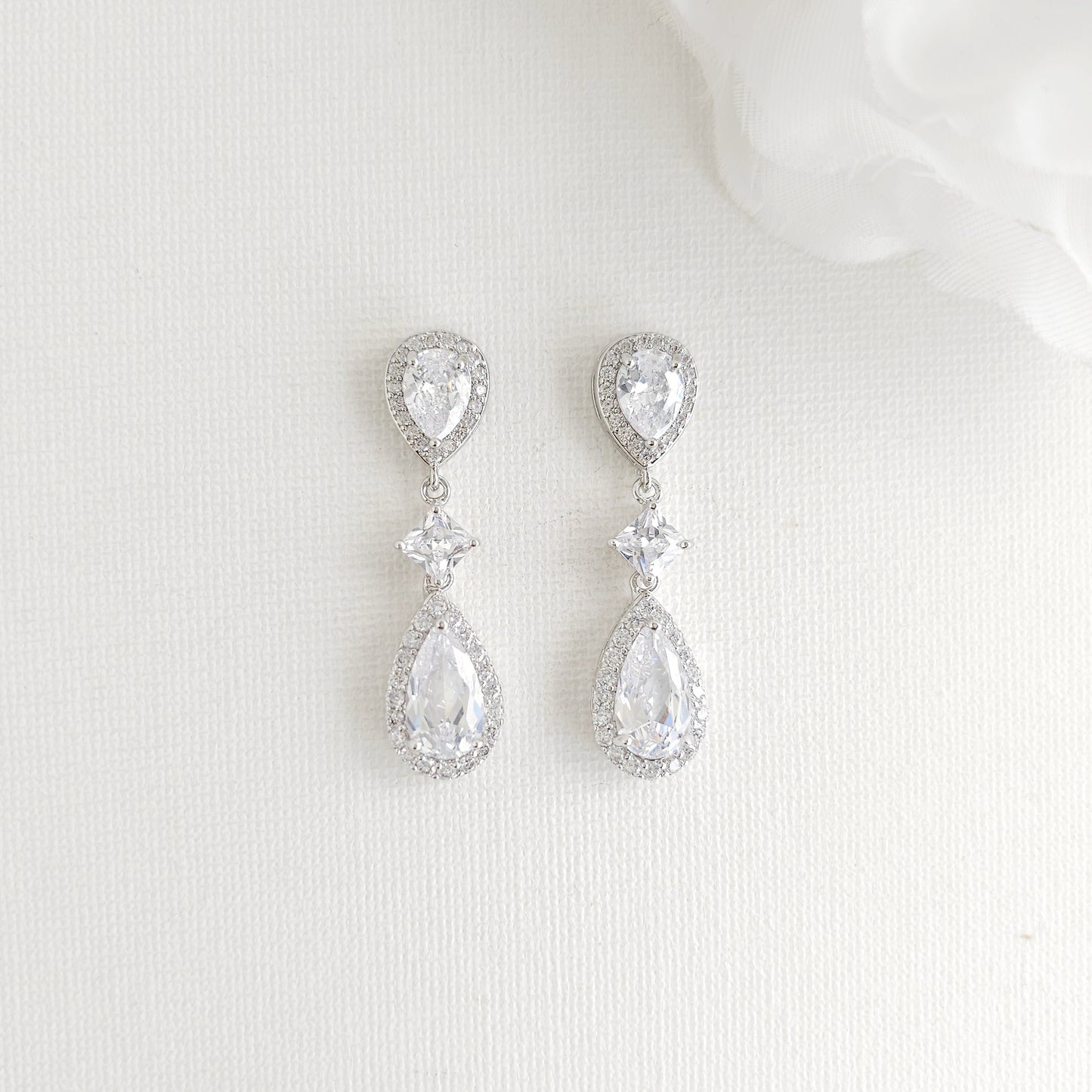 Necklace Set in Rose Gold of Weddings with Matching CZ Earrings - Lena