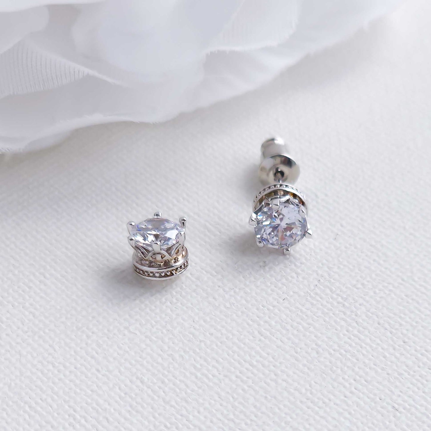 Simple CZ Stud Earrings Silver-Emery
