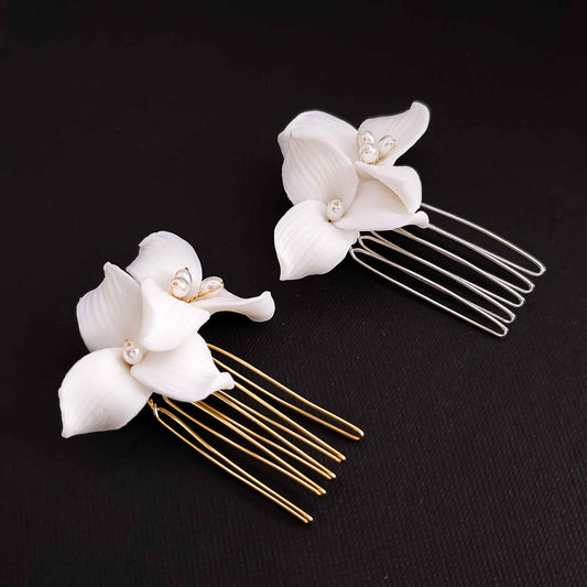 Simple Small Flower Hair Comb For Brides and Bridesmaids-Alana