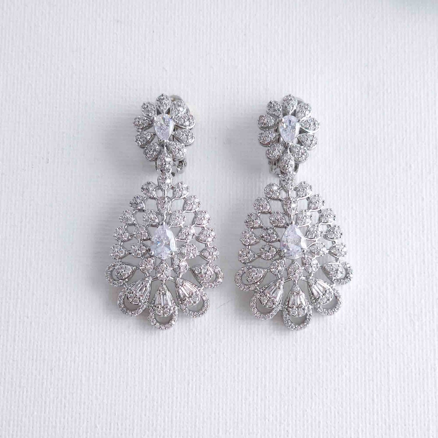 Statement Clip on Earrings for Weddings, Prom and Occasions-Sienna