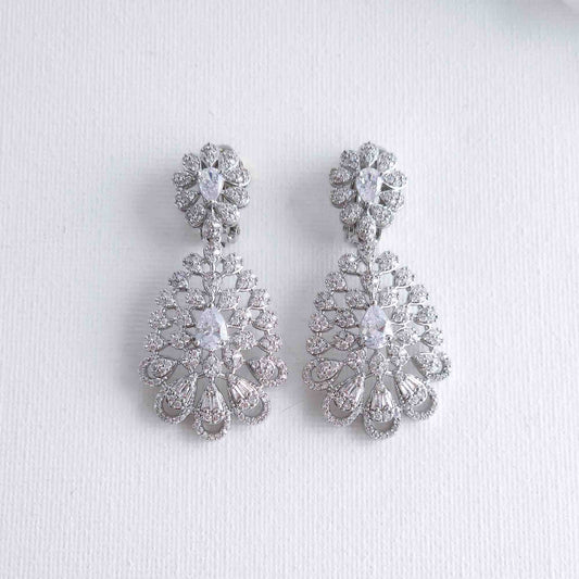 Statement Clip on Earrings for Weddings, Prom and Occasions-Sienna